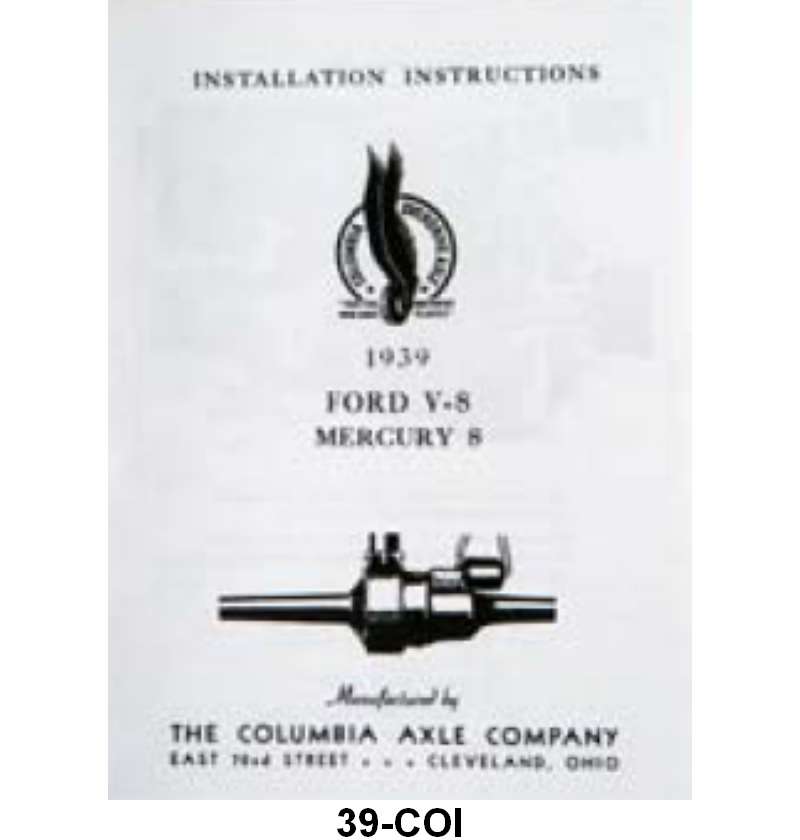 COLUMBIA AXLE INSTALLATION INSTRUCTIONS - 39 COLUMBIA