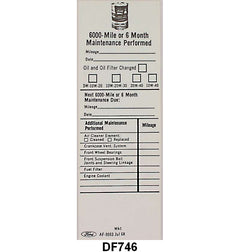 UNIVERSAL DOOR JAMB SERVICE DECAL - FORD 6000 MILE OR 6 MONTH