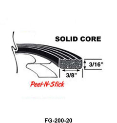 UNIVERSAL SPONGE SEAL-SOLID RIBBED - 3/16" HIGH, 3/8" WIDE, 20' LENGTH