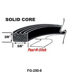 UNIVERSAL SPONGE SEAL-SOLID RIBBED - 3/8" HIGH, 5/8" WIDE, 8' LENGTH