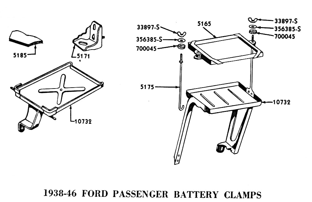 BATTERY TRAY - 40 PASS (NO MERC) 40-41 PICKUP EXCEPT 6cyl
