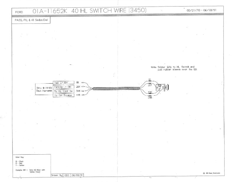 HEADLIGHT SWITCH WIRES - 40 PASS/PICKUP