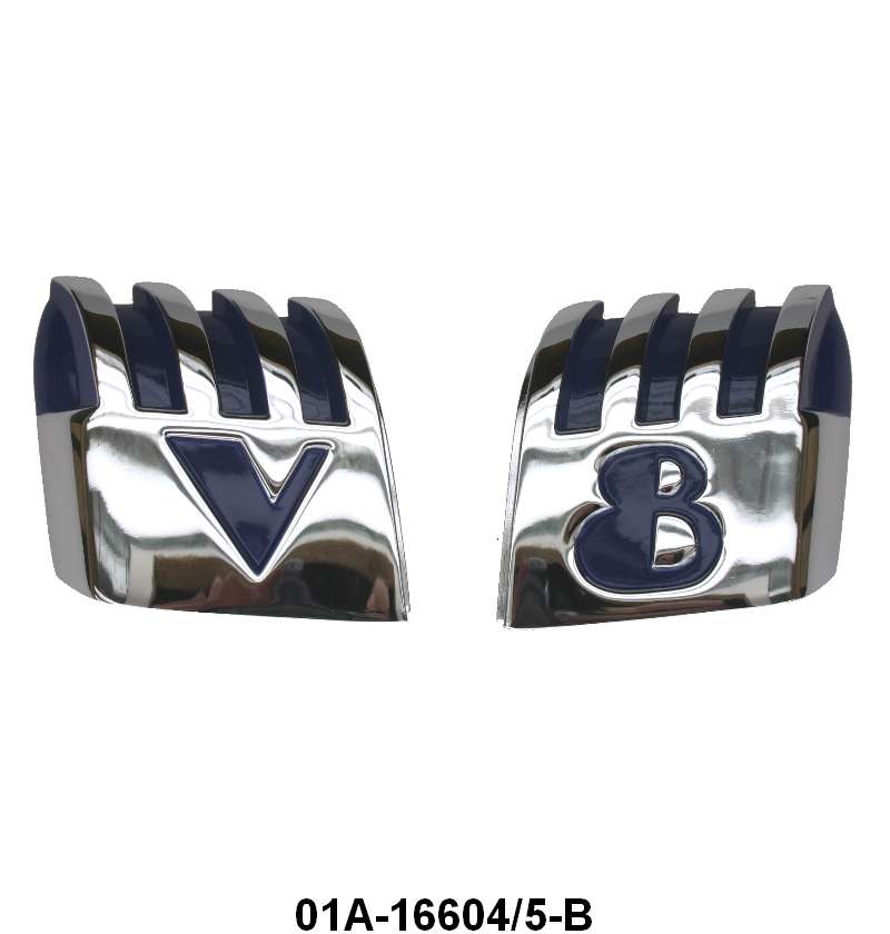 FRONT HOOD EMBLEMS - 40 STD PASS, 40 PICKUP "V8", PAINTED
