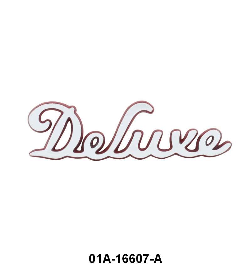 HOOD SIDE EMBLEM - 40 DLX PASS "DELUXE" PAINTED RED EDGES