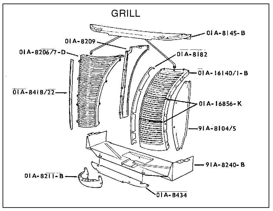 GRILLE CENTER PLATE - 40 DLX PASSENGER