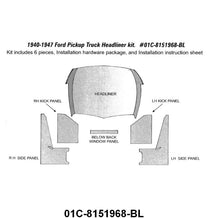 BLACK CARDBOARD HEADLINER KIT WITH KICK PANELS - 40-47 PICKUP
