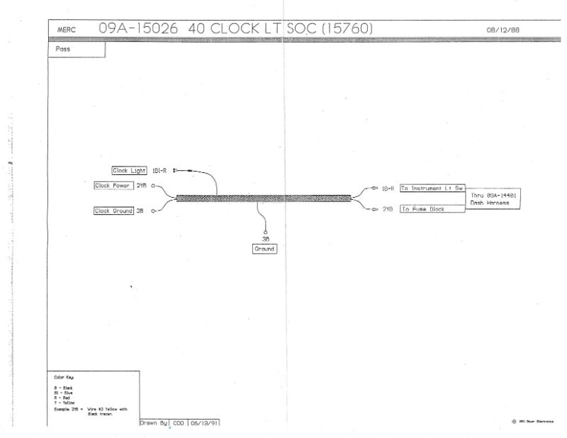 CLOCK WIRE & LIGHT SOCKET ASSEMBLY - 40 MERCURY