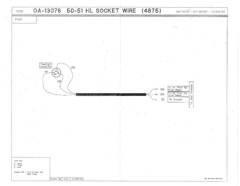 HEADLIGHT BUCKET WIRE - 50-51 PASSENGER, 51-52 PICKUP