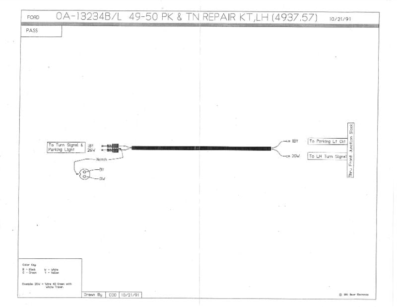 PARK LIGHT SOCKET WIRING - 49-50 PASS LH WITH TURN SIGNAL