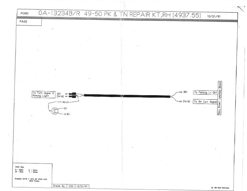 PARK LIGHT SOCKET WIRING - 49-50 PASS RH WITH TURN SIGNAL