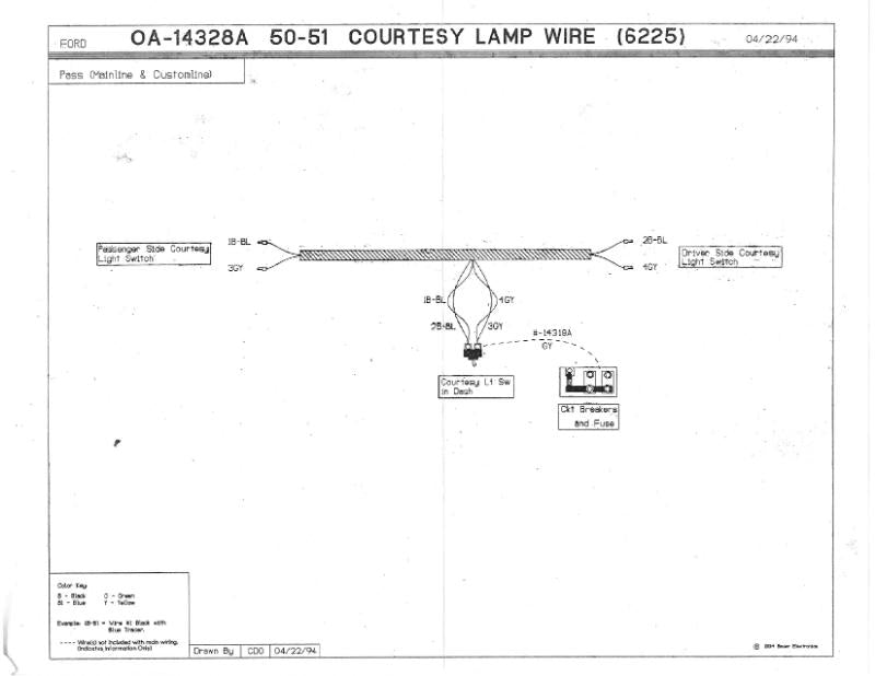 DOOR JAMB SWITCH TO COURTESY LIGHT SWITCH WIRE - 50-51 COUPE, SEDAN
