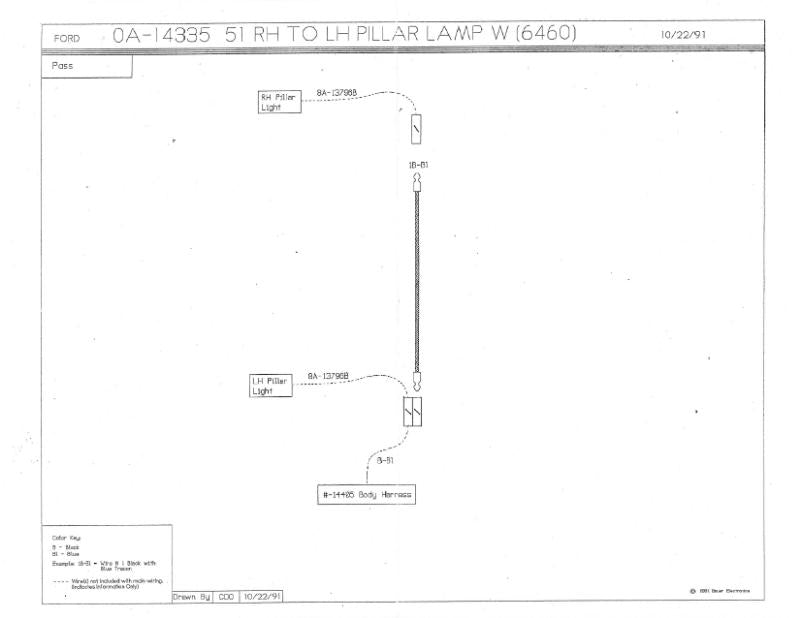 DOME LIGHT TO DOME LIGHT CROSSOVER WIRE - 50-51 PASSENGER