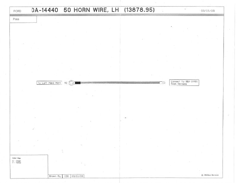 LEFT HORN TO HEADLIGHT HARNESS WIRE - 50 PASSENGER