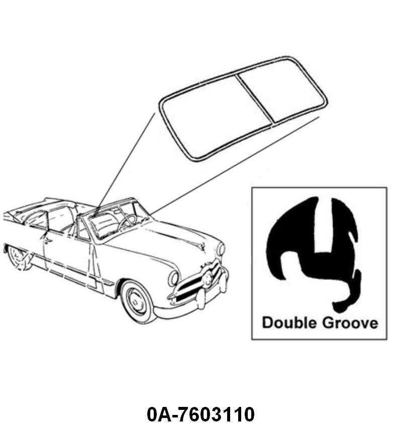 WINDSHIELD SEAL - 50-51 CONVERTIBLE & 51 VICTORIA WITH DOUBLE GROOVE CHROME