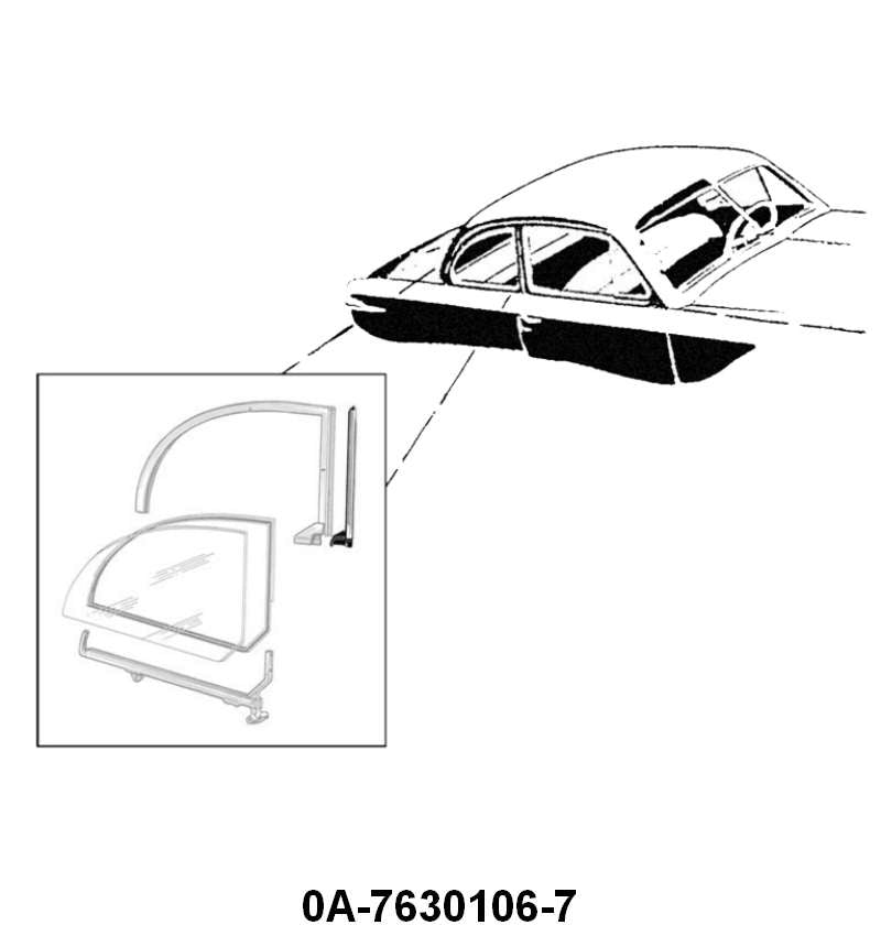 FRONT EDGE OF QUARTER WINDOW SEAL - 50 CONVERTIBLE