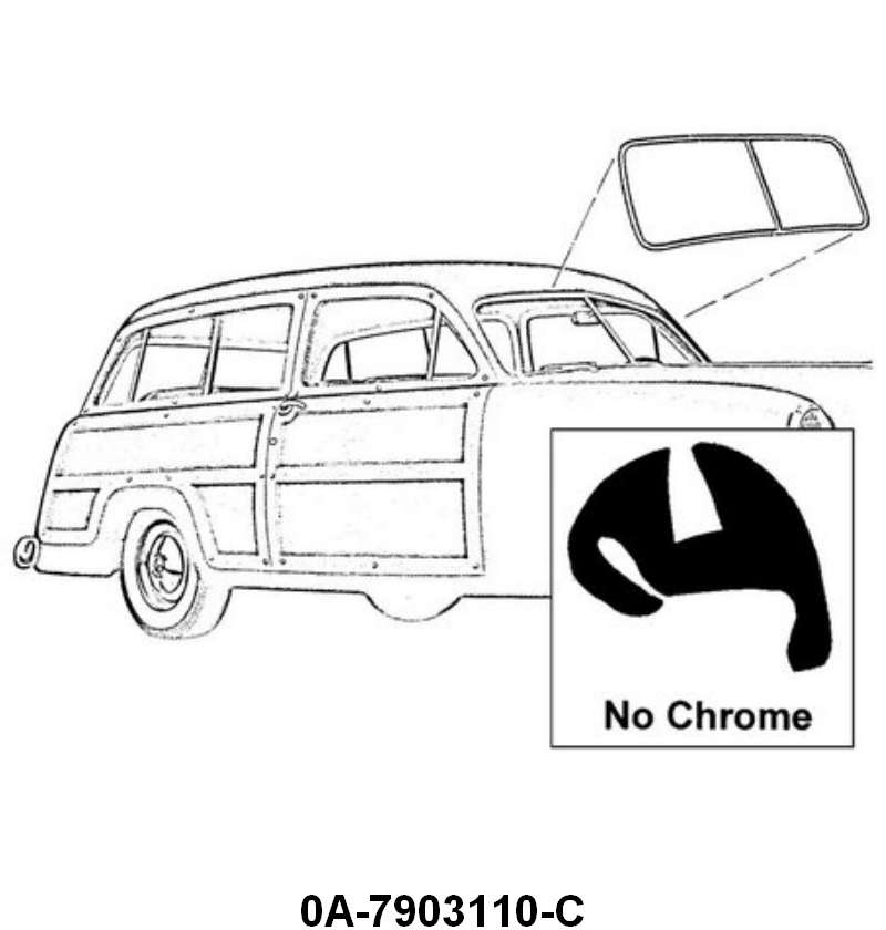WINDSHIELD SEAL - 50-51 WAGON  WITHOUT GROOVE FOR CHROME