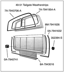 TAILGATE SIDE AND BOTTOM SEAL - 50-51 PASSENGER, MERCURY WAGON