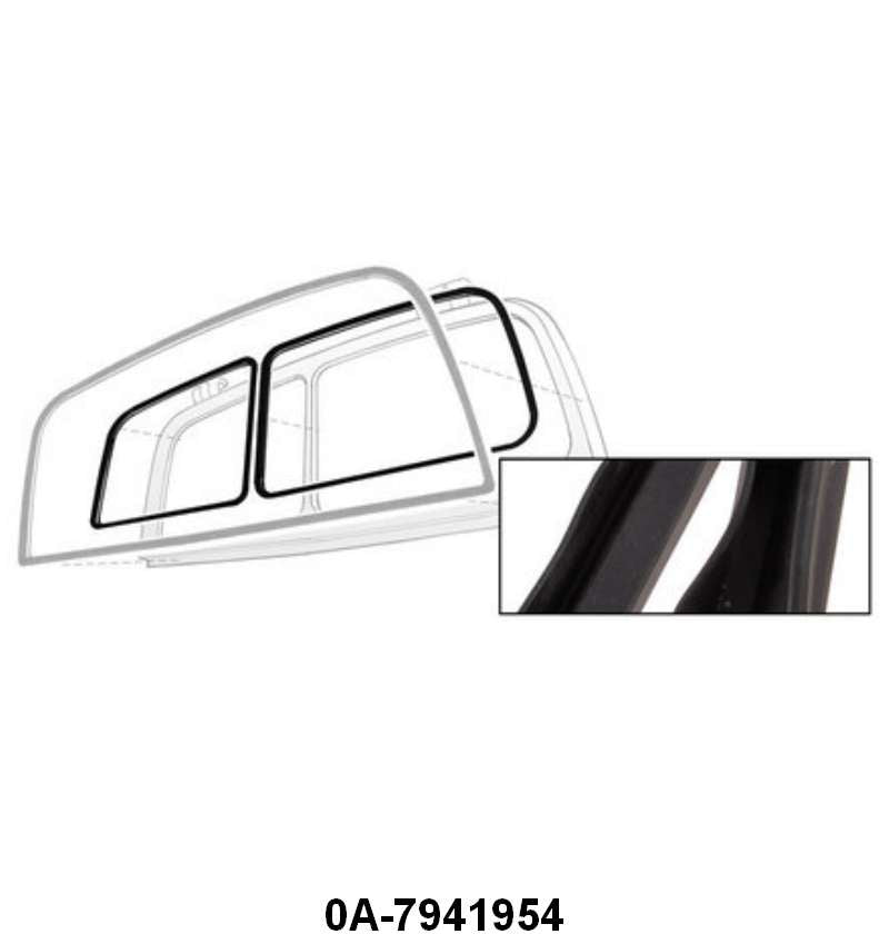 UPPER TAILGATE WINDOW SEALS - LATE 50, WITH LIP ON SEAL