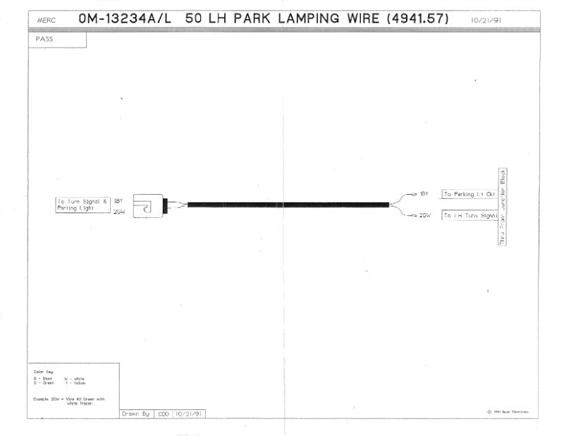 PARK LIGHT SOCKET & WIRING - 50 MERCURY LEFT HAND