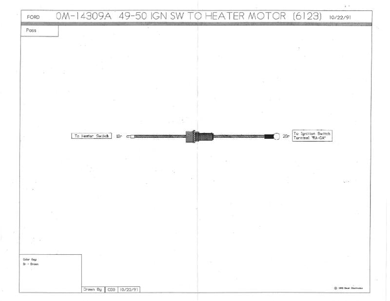 HEATER SWITCH TO IGNITION SWITCH WIRE - 49-50 PASS, 49-51 MERC W/FUSE HOLDER