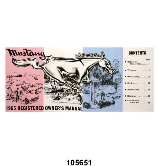 OWNERS MANUAL - 65 MUSTANG