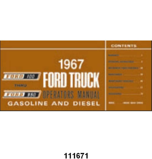 OWNERS MANUAL - 67 F-100/F-350