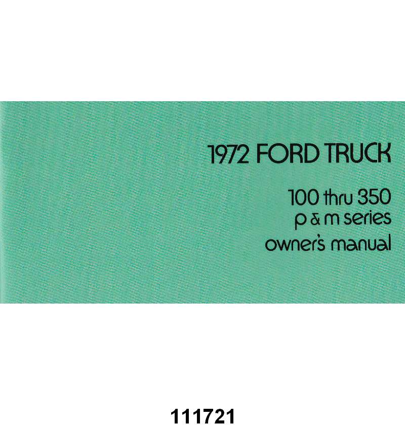 OWNERS MANUAL - 72 F-100/F-350