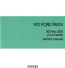 OWNERS MANUAL - 72 F-100/F-350