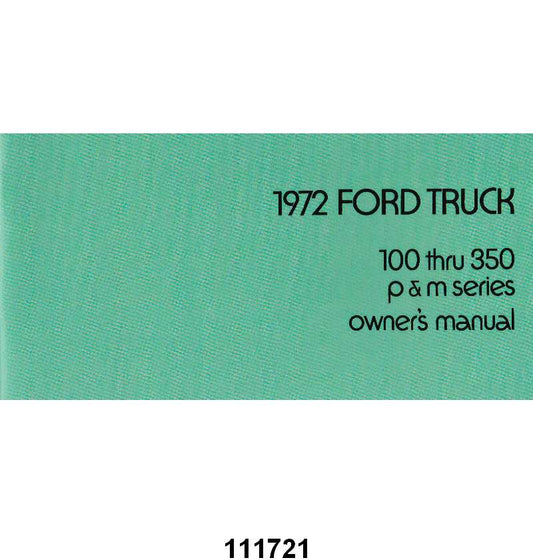 OWNERS MANUAL - 72 F-100/F-350