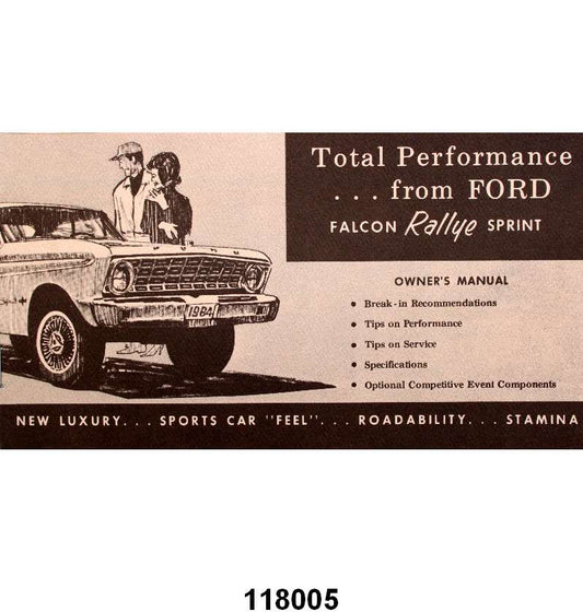 OWNERS MANUAL - 64 FALCON SPRINT SUPPLEMENT