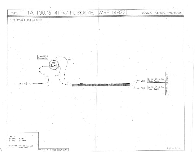 HEADLIGHT BUCKET WIRES - 41-48 PASSENGER, 42-47 PICKUP, 41 MERCURY