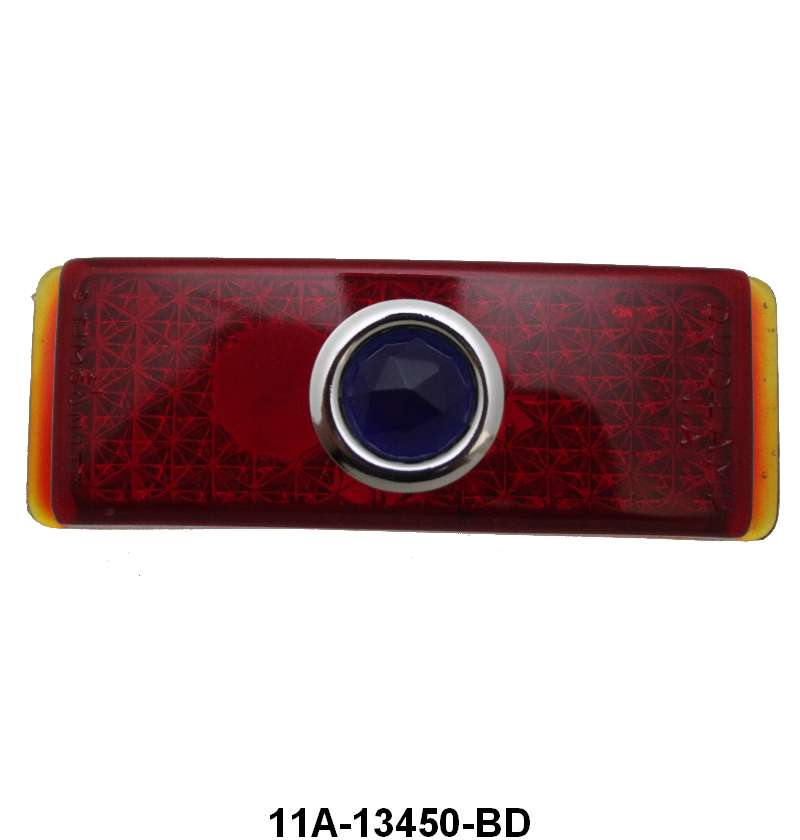 TAIL LIGHT LENS - 41 PASS, 46-48 SPORTSMAN, 48-56 PANEL, GLASS, WITH BLUE DOT