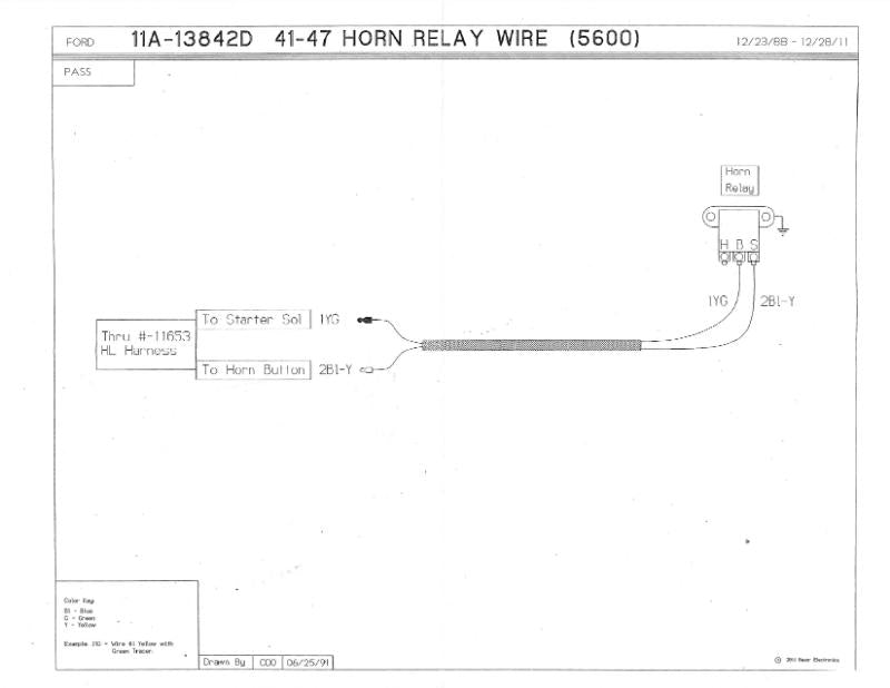 HORN RELAY TO HEADLIGHT HARNESS WIRE - 41-EARLY 47 8CYL, 46-47 6CYL