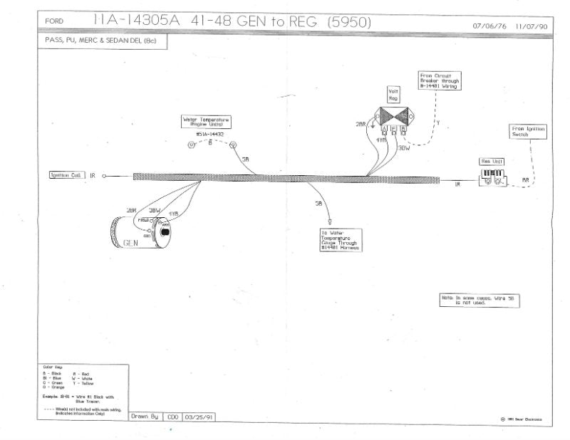 GENERATOR TO VOLTAGE REGULATOR WIRE - 41-EARLY 47 PASS/MERC