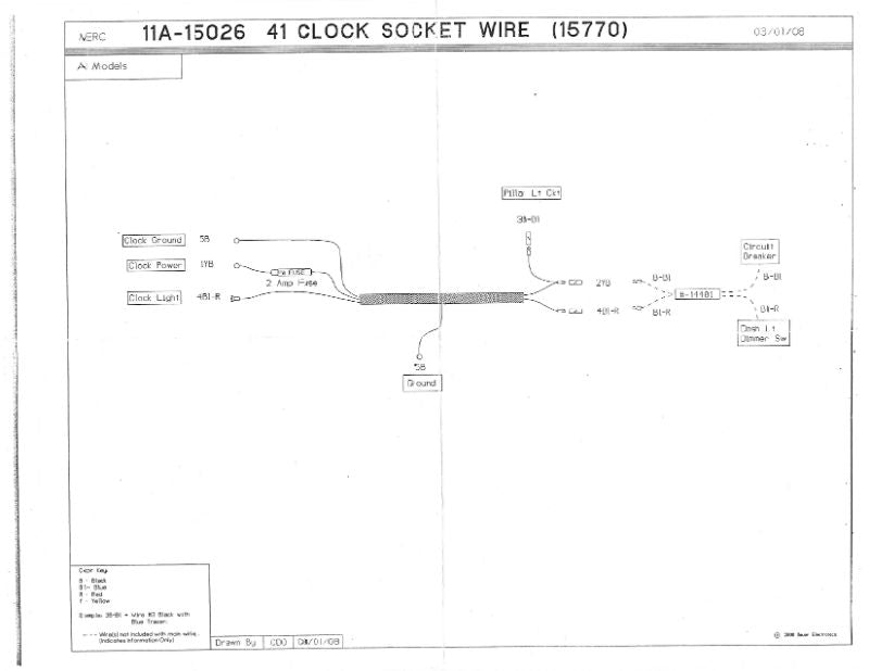 CLOCK WIRE & SOCKET ASSEMBLY - 41 PASS/MERC 1 SOCKET, 1 FUSE