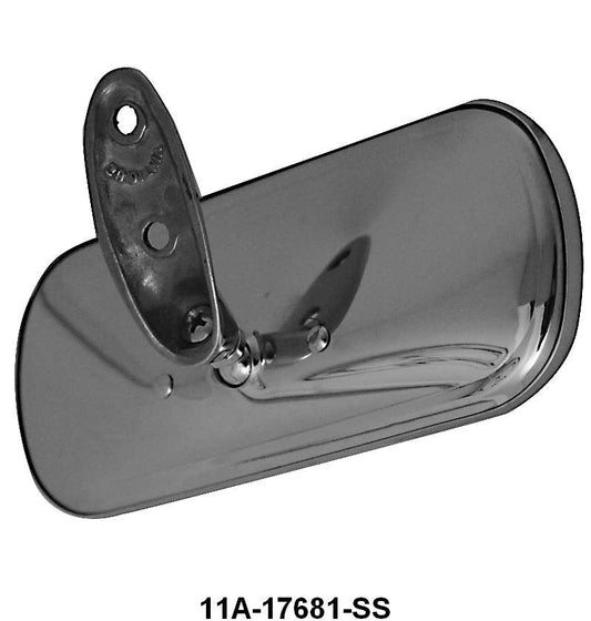 STAINLESS REAR VIEW MIRROR WITH BRACKET - 41-48 PASS/MERC CONV
