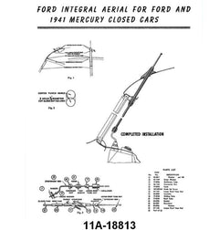 RADIO ANTENNA ASSEMBLY - 41 PASS, MERCURY COUPE/SEDAN - ROOF MOUNT