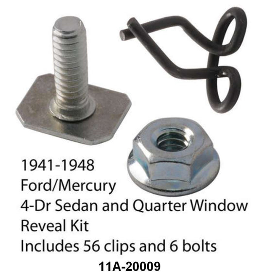 WINDOW REVEAL MOLDING CLIPS - 41-46 4 DOOR SEDAN STRAIGHT 62 pcs