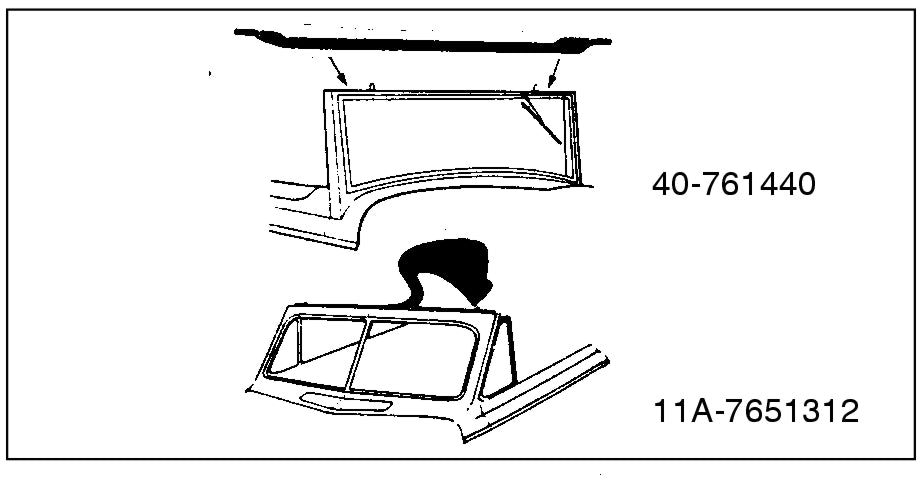 CONVERTIBLE HEADER BOW SEAL - 41-48 CONV TOP OF WINDSHIELD