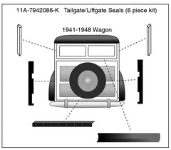 TAILGATE AND REAR LIFT WINDOW SEAL KIT - 41-48 FORD/MERC WAGON
