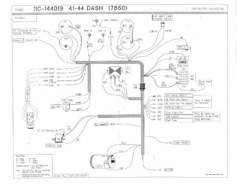 UNDER DASH TO ENGINE WIRES (COWL HARNESS) - 41-44 PICKUP V8