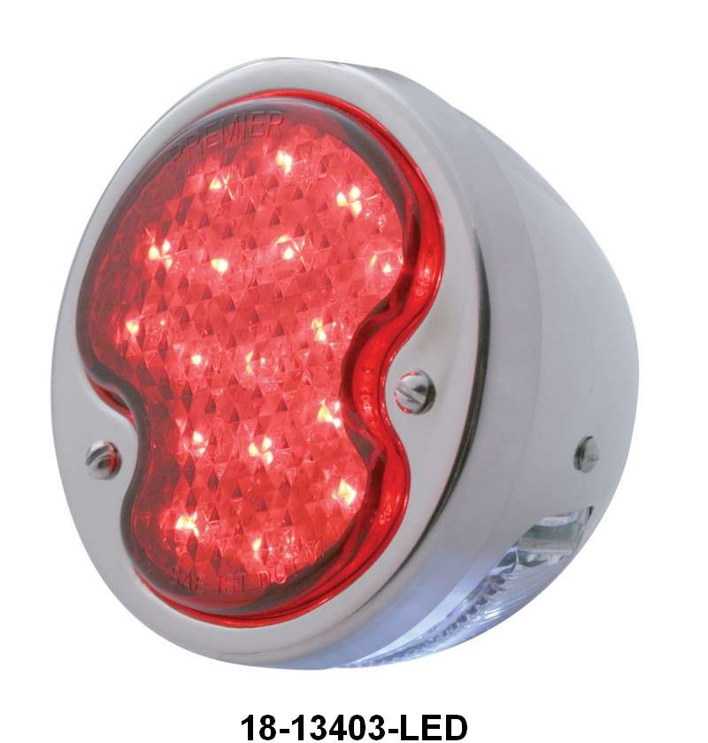 STAINLESS TAIL LIGHT ASSEMBLY W/12 VOLT LED LENS - 32 PASS LH