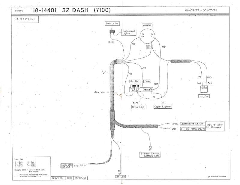 UNDER DASH TO ENGINE WIRES (COWL HARNESS) - 32 PASSENGER, PICKUP V8