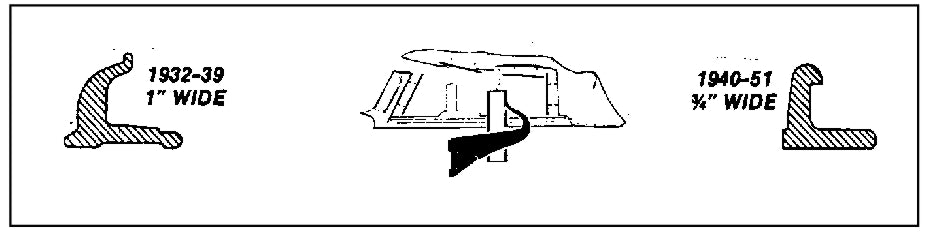 CONVERTIBLE TOP TO DOOR GLASS SEAL - 32-39 CABRIOLET,CONV, CONV SEDAN
