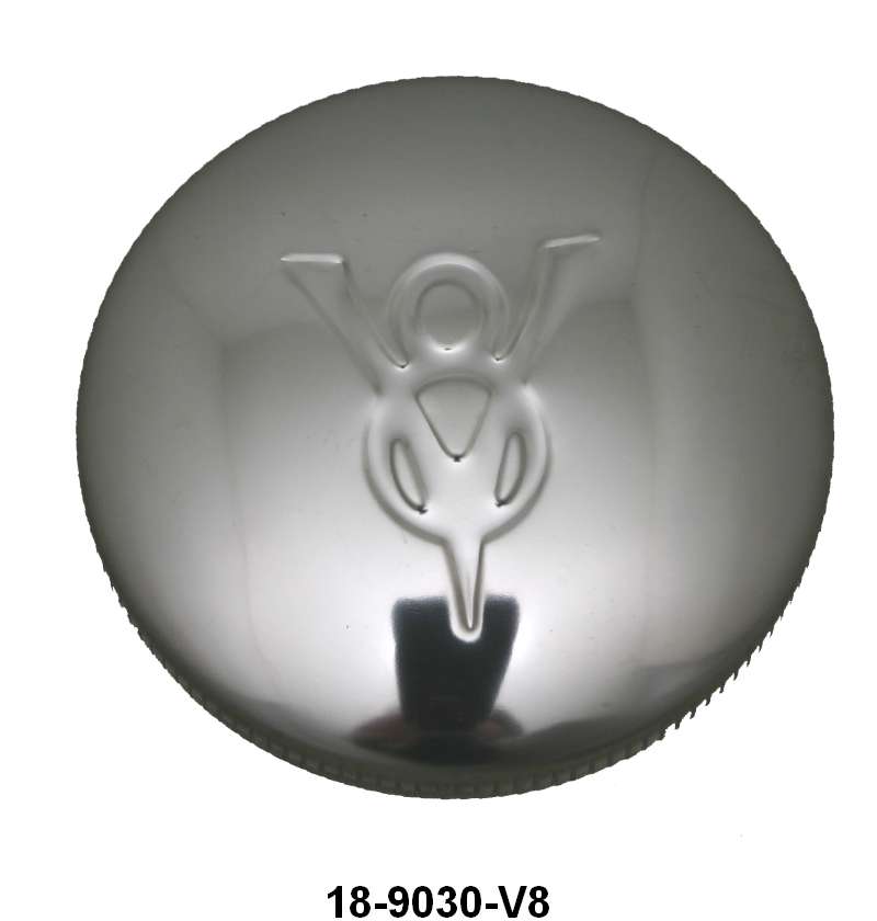 GAS CAP - 32-48 PASS, 32-48 MERC, 32-47 PU WITH V8 LOGO, VENTED