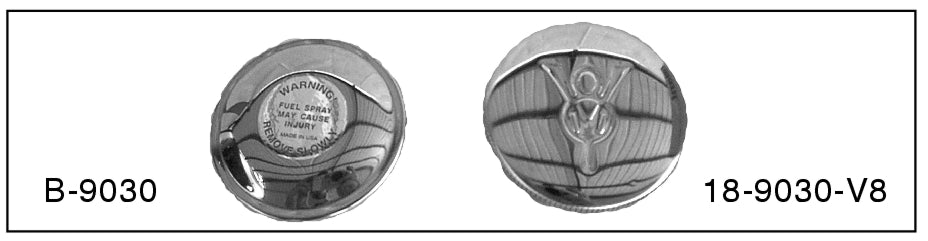 GAS CAP - 32-48 PASS, 32-48 MERC, 32-47 PU WITH V8 LOGO, VENTED