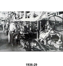 BLACK AND WHITE PICTURE - 36 PASS ASSEMBLY LINE FRAME WITH ENGINE