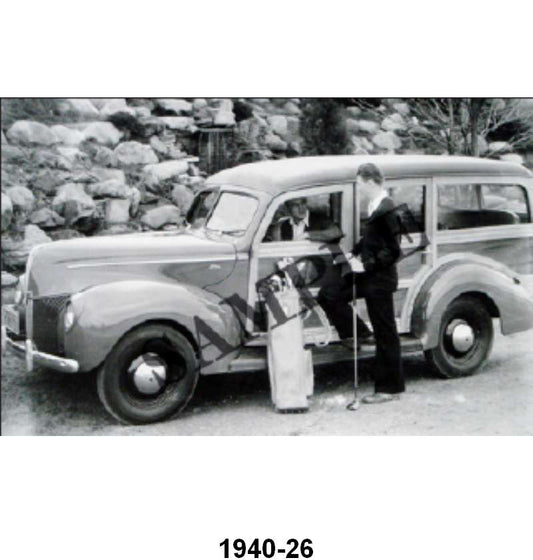 BLACK AND WHITE PICTURES - 40 WAGON, SIDE VIEW WITH