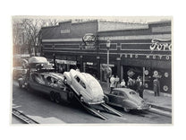BLACK AND WHITE PICTURES - 46 NEW FORDS ARRIVE AT DEALER