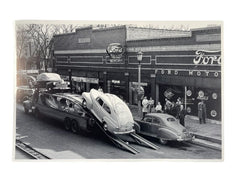 BLACK AND WHITE PICTURES - 46 NEW FORDS ARRIVE AT DEALER